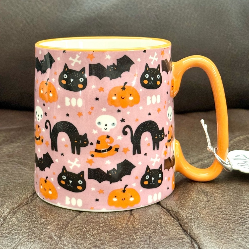 Black Cats, Pumpkins, Bats, Skulls & Witch Hats Ceramic Halloween Mug
